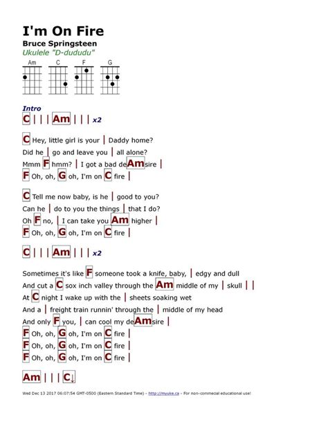 fire bruce springsteen chords|guitar chords i'm on fire.